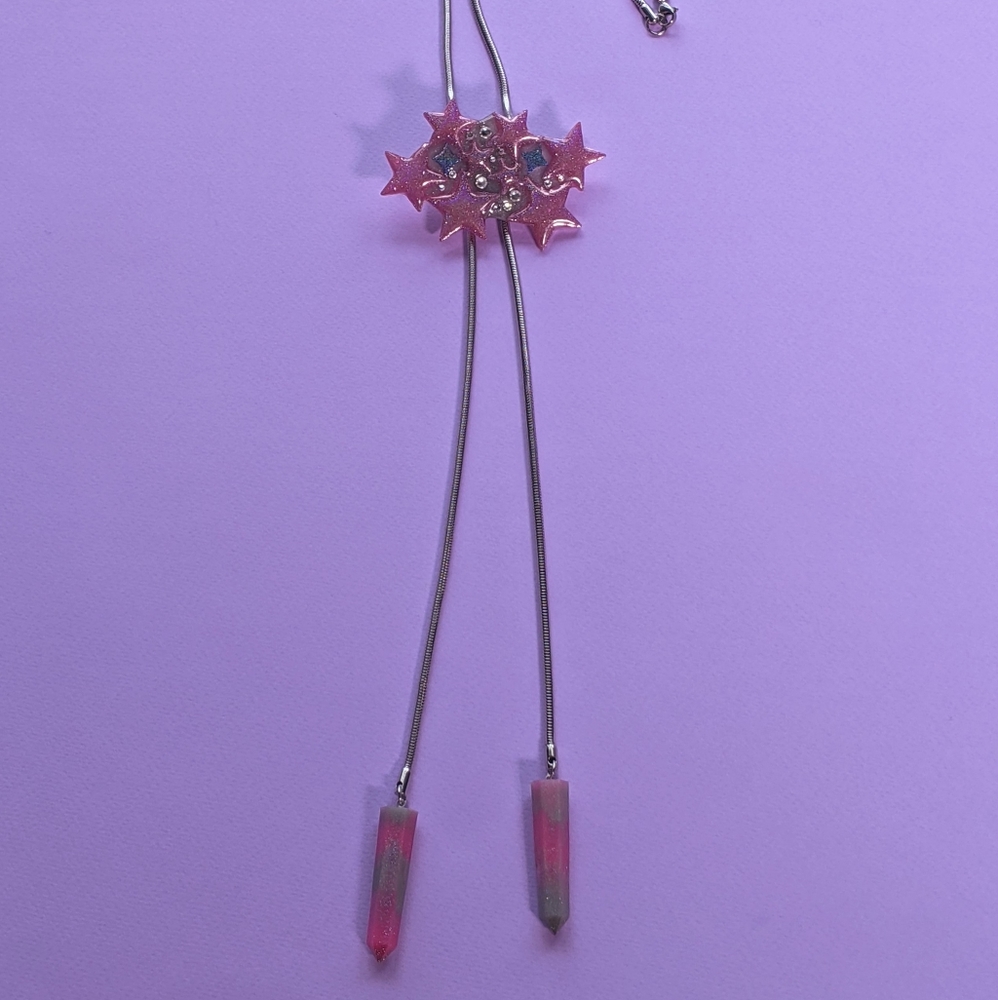 ⭐Holographic Pink Celeste Bolo Tie w/ Crystals⭐